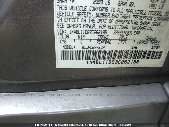 1N4BL11D83C262185 - 2003 NISSAN ALTIMA SE Champagne photo 9