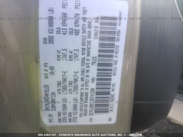 3D7KU28D13G741330 - 2003 DODGE RAM 2500 ST/SLT 金色 照片 9