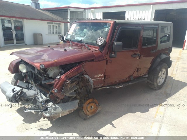 1J4GB59187L156971 - 2007 JEEP WRANGLER SAHARA MAROON photo 2