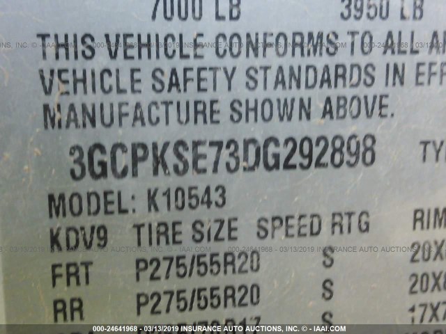 3GCPKSE73DG292898 - 2013 CHEVROLET SILVERADO K1500 LT SILVER photo 9