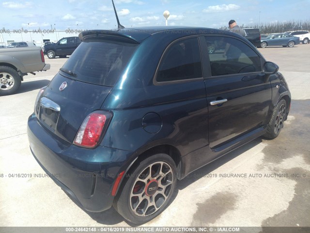 3C3CFFHH8FT690489 - 2015 FIAT 500 SPORT BLUE photo 4