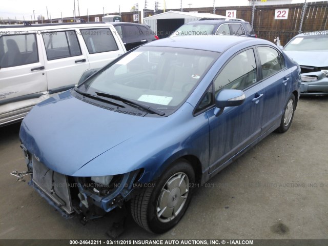 JHMFA36219S011915 - 2009 HONDA CIVIC HYBRID BLUE photo 2