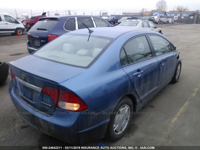 JHMFA36219S011915 - 2009 HONDA CIVIC HYBRID BLUE photo 4