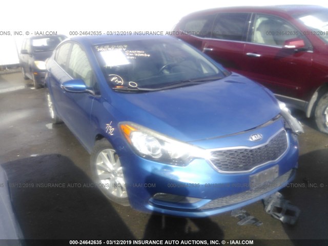 KNAFX4A89E5050789 - 2014 KIA FORTE EX BLUE photo 1