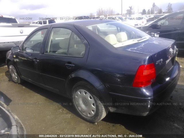 3VWRC29M0YM056610 - 2000 VOLKSWAGEN JETTA GL BLUE photo 3