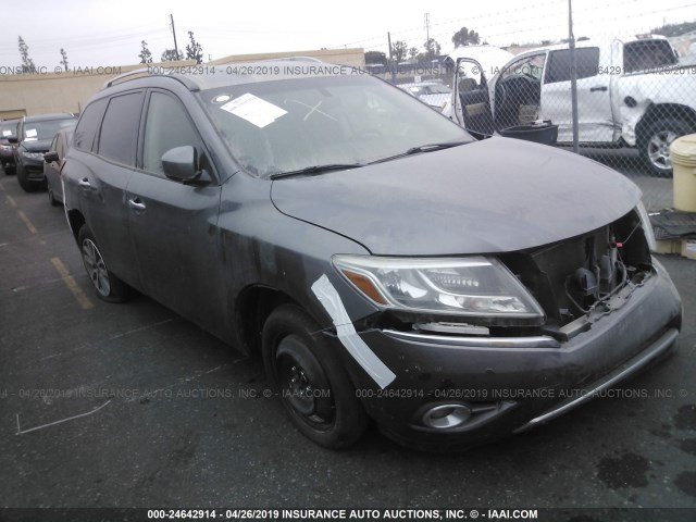 5N1AR2MN0FC633869 - 2015 NISSAN PATHFINDER S/SV/SL/PLATINUM GRAY photo 1