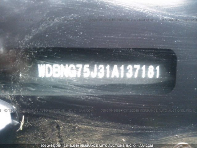 WDBNG75J31A137181 - 2001 MERCEDES-BENZ S 500 BLACK photo 9