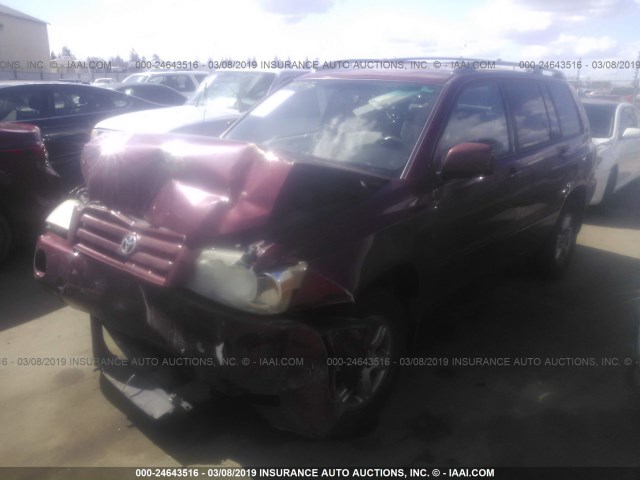 JTEGP21AX50068791 - 2005 TOYOTA HIGHLANDER LIMITED BURGUNDY photo 2