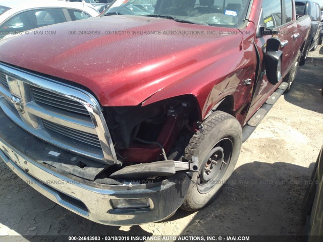 1C6RD6GTXCS158781 - 2012 DODGE RAM 1500 SLT RED photo 6