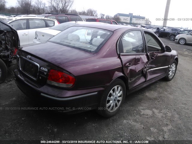 KMHWF35HX5A101598 - 2005 HYUNDAI SONATA GLS/LX BURGUNDY photo 4