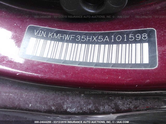 KMHWF35HX5A101598 - 2005 HYUNDAI SONATA GLS/LX BURGUNDY photo 9