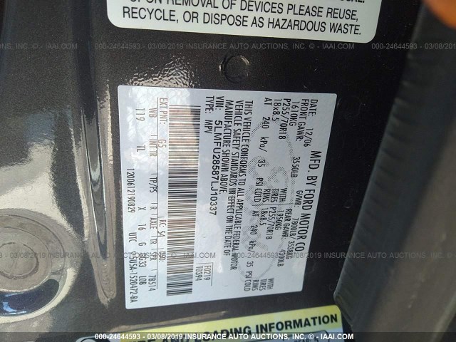 5LMFU28587LJ10337 - 2007 LINCOLN NAVIGATOR GRAY photo 9