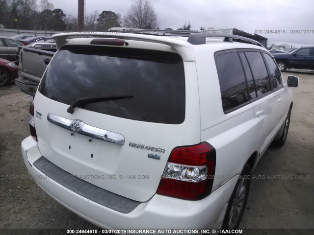 JTEDW21AX60002734 - 2006 TOYOTA HIGHLANDER HYBRID WHITE photo 4