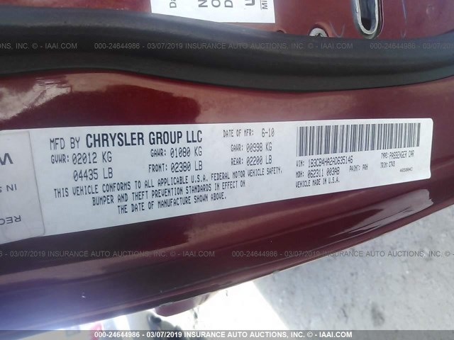 1B3CB4HA2AD635146 - 2010 DODGE CALIBER SXT RED photo 9