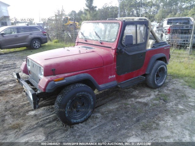 2J4FY19P5MJ105145 - 1991 JEEP WRANGLER / YJ S RED photo 2