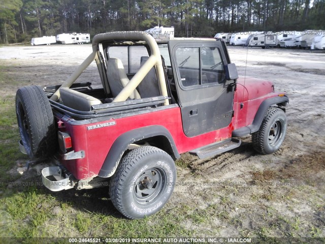 2J4FY19P5MJ105145 - 1991 JEEP WRANGLER / YJ S RED photo 4