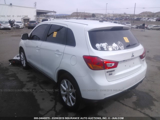 4A4AR4AU3FE040676 - 2015 MITSUBISHI OUTLANDER SPORT SE/GT WHITE photo 3