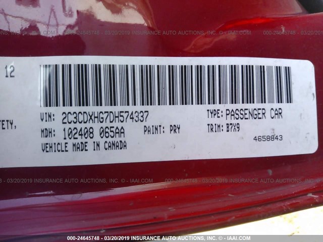 2C3CDXHG7DH574337 - 2013 DODGE CHARGER SXT RED photo 9
