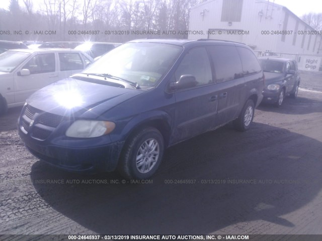 2D4GP44R23R134158 - 2003 DODGE GRAND CARAVAN SPORT BLUE photo 2