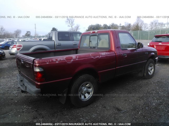 1FTYR10D61PB50477 - 2001 FORD RANGER RED photo 4