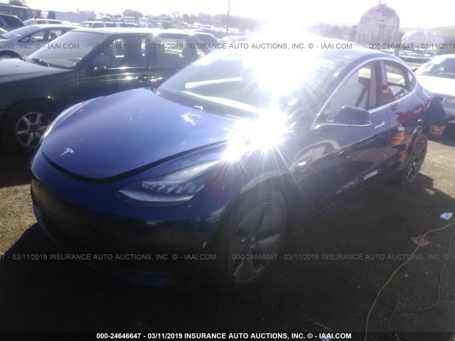 5YJ3E1EA2JF168215 - 2018 TESLA MODEL 3 BLUE photo 2