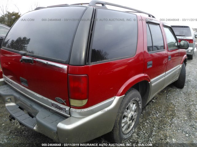 1GKDT13W6W2556930 - 1998 GMC JIMMY RED photo 4