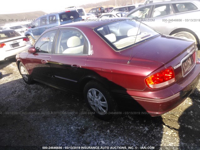 KMHWF25S44A973456 - 2004 HYUNDAI SONATA GL RED photo 3