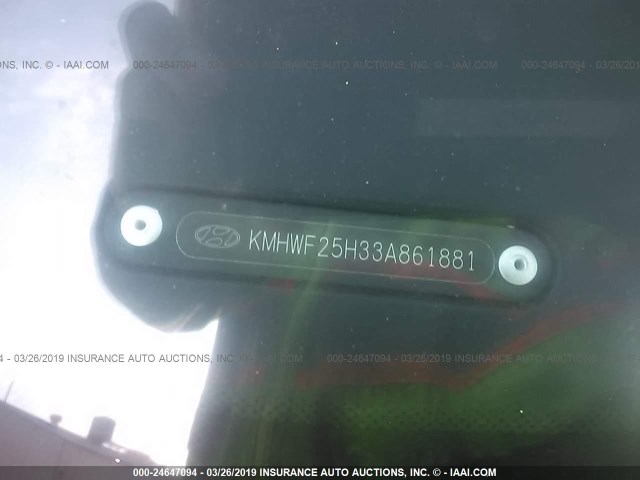 KMHWF25H33A861881 - 2003 HYUNDAI SONATA GL GRAY photo 9