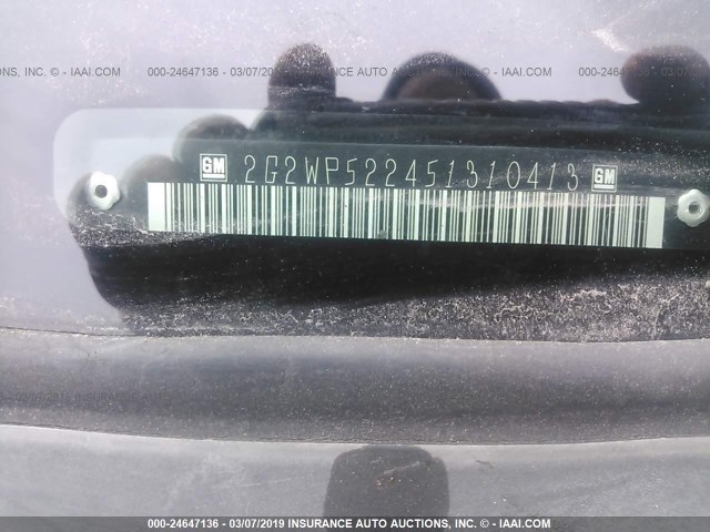 2G2WP522451310413 - 2005 PONTIAC GRAND PRIX GRAY photo 9