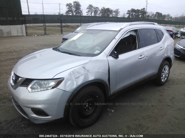 KNMAT2MV4GP667099 - 2016 NISSAN ROGUE S/SL/SV SILVER photo 2