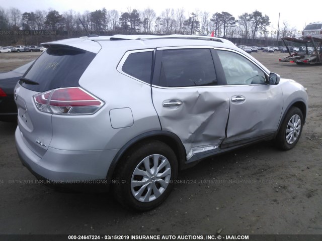 KNMAT2MV4GP667099 - 2016 NISSAN ROGUE S/SL/SV SILVER photo 4