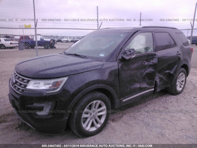 1FM5K7D89HGB62071 - 2017 FORD EXPLORER XLT BLACK photo 2