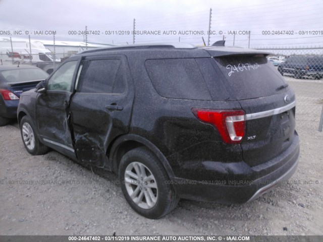 1FM5K7D89HGB62071 - 2017 FORD EXPLORER XLT BLACK photo 3