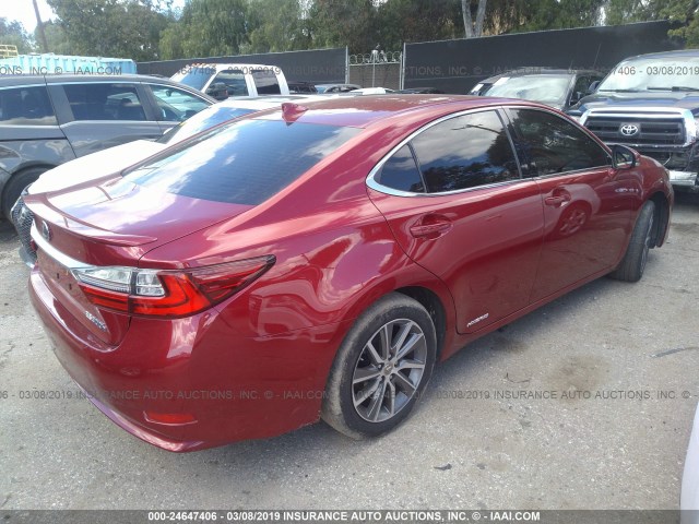 JTHBW1GG9G2100997 - 2016 LEXUS ES 300H BURGUNDY photo 4