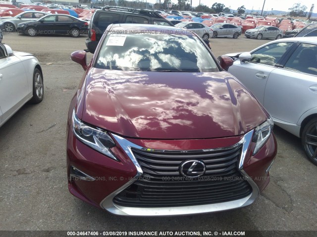 JTHBW1GG9G2100997 - 2016 LEXUS ES 300H BURGUNDY photo 6