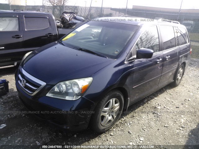 5FNRL38745B124556 - 2005 HONDA ODYSSEY EXL BLUE photo 2