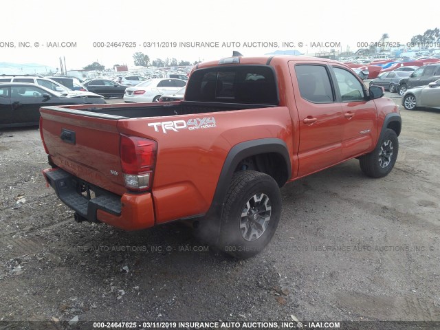 3TMCZ5AN2HM092439 - 2017 TOYOTA TACOMA DBL CAB/SR/TRDSPT/OR/PRO ORANGE photo 4