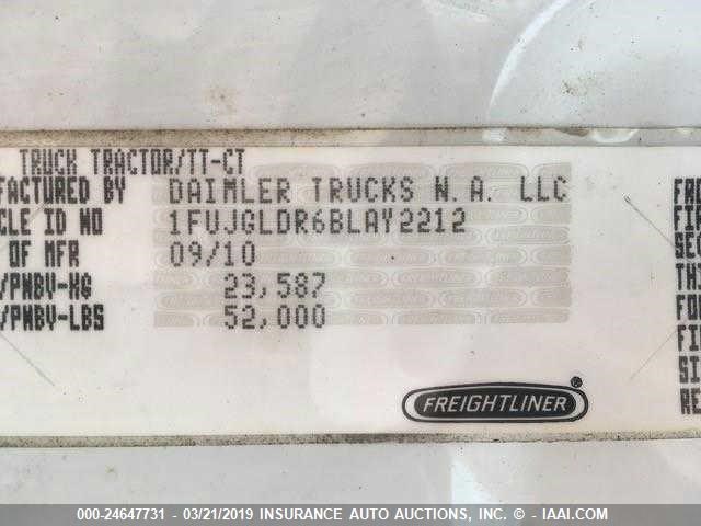 1FUJGLDR6BLAY2212 - 2011 FREIGHTLINER CASCADIA 125  Unknown photo 10