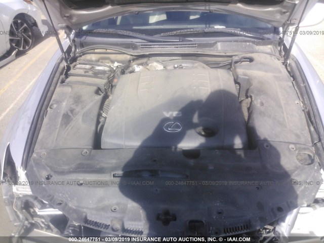 JTHBK262965009863 - 2006 LEXUS IS 250 SILVER photo 10