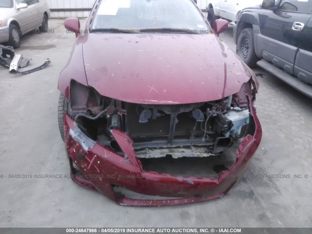 JTHBE262465002746 - 2006 LEXUS IS 350 RED photo 6