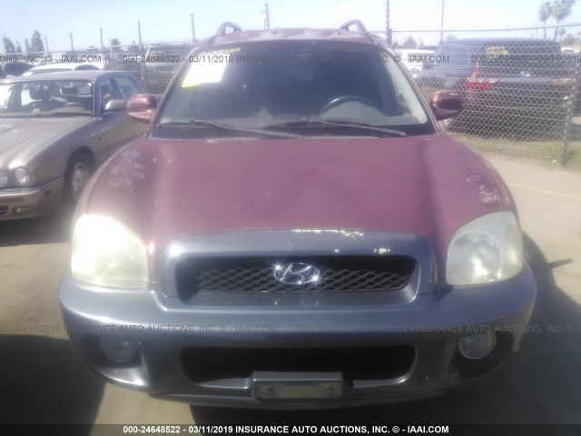 KM8SC73D52U221513 - 2002 HYUNDAI SANTA FE GLS/LX BURGUNDY photo 6