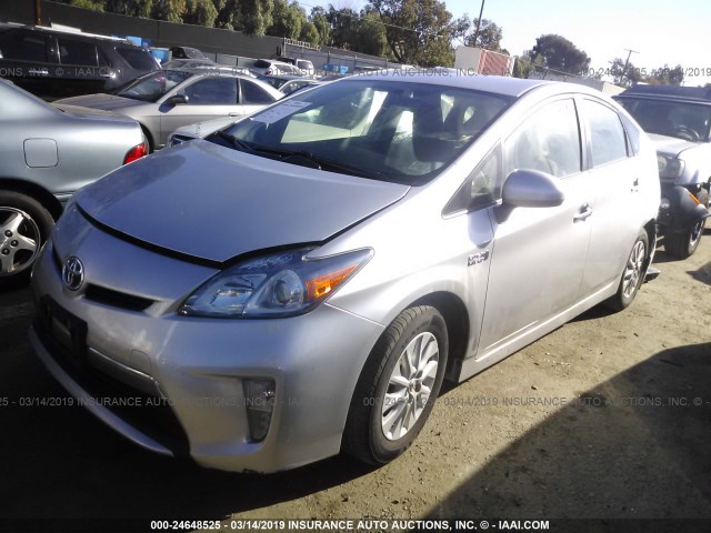 JTDKN3DP8D3047493 - 2013 TOYOTA PRIUS PLUG-IN  SILVER photo 2