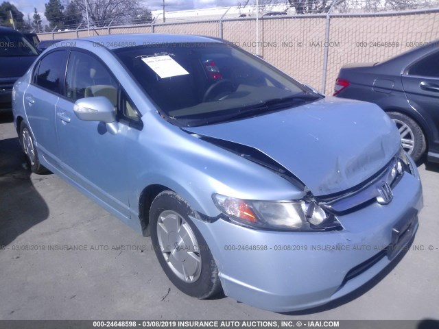 JHMFA36228S013817 - 2008 HONDA CIVIC HYBRID Light Blue photo 1