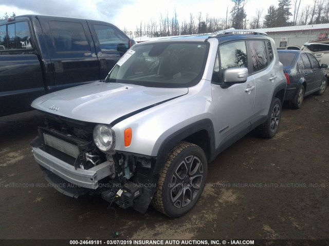 ZACCJBDB9HPE40676 - 2017 JEEP RENEGADE LIMITED SILVER photo 2