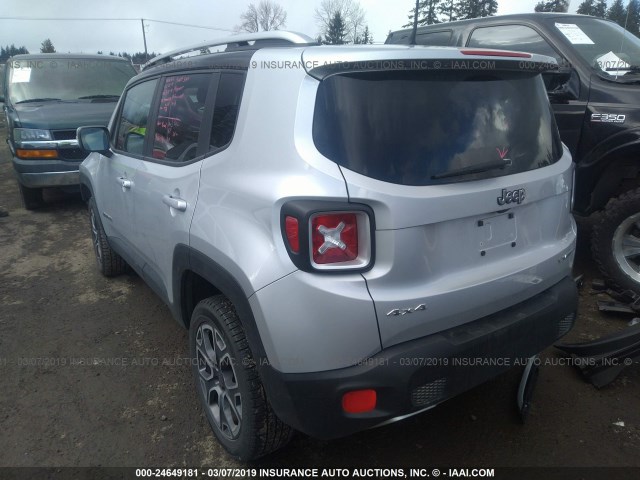 ZACCJBDB9HPE40676 - 2017 JEEP RENEGADE LIMITED SILVER photo 3