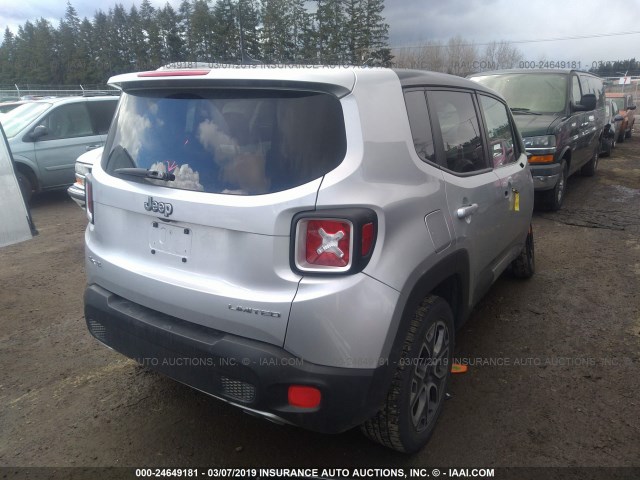 ZACCJBDB9HPE40676 - 2017 JEEP RENEGADE LIMITED SILVER photo 4