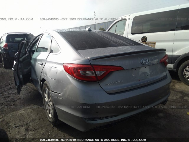 5NPE24AFXFH222213 - 2015 HYUNDAI SONATA SE GRAY photo 3