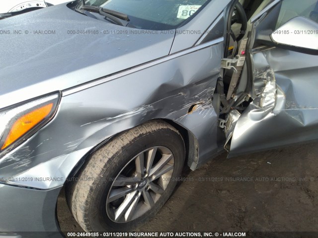 5NPE24AFXFH222213 - 2015 HYUNDAI SONATA SE GRAY photo 6