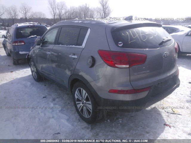 KNDPCCAC9E7607304 - 2014 KIA SPORTAGE EX GRAY photo 3