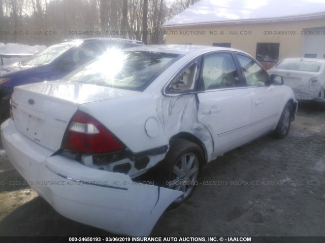 1FAHP25105G160511 - 2005 FORD FIVE HUNDRED LIMITED WHITE photo 4